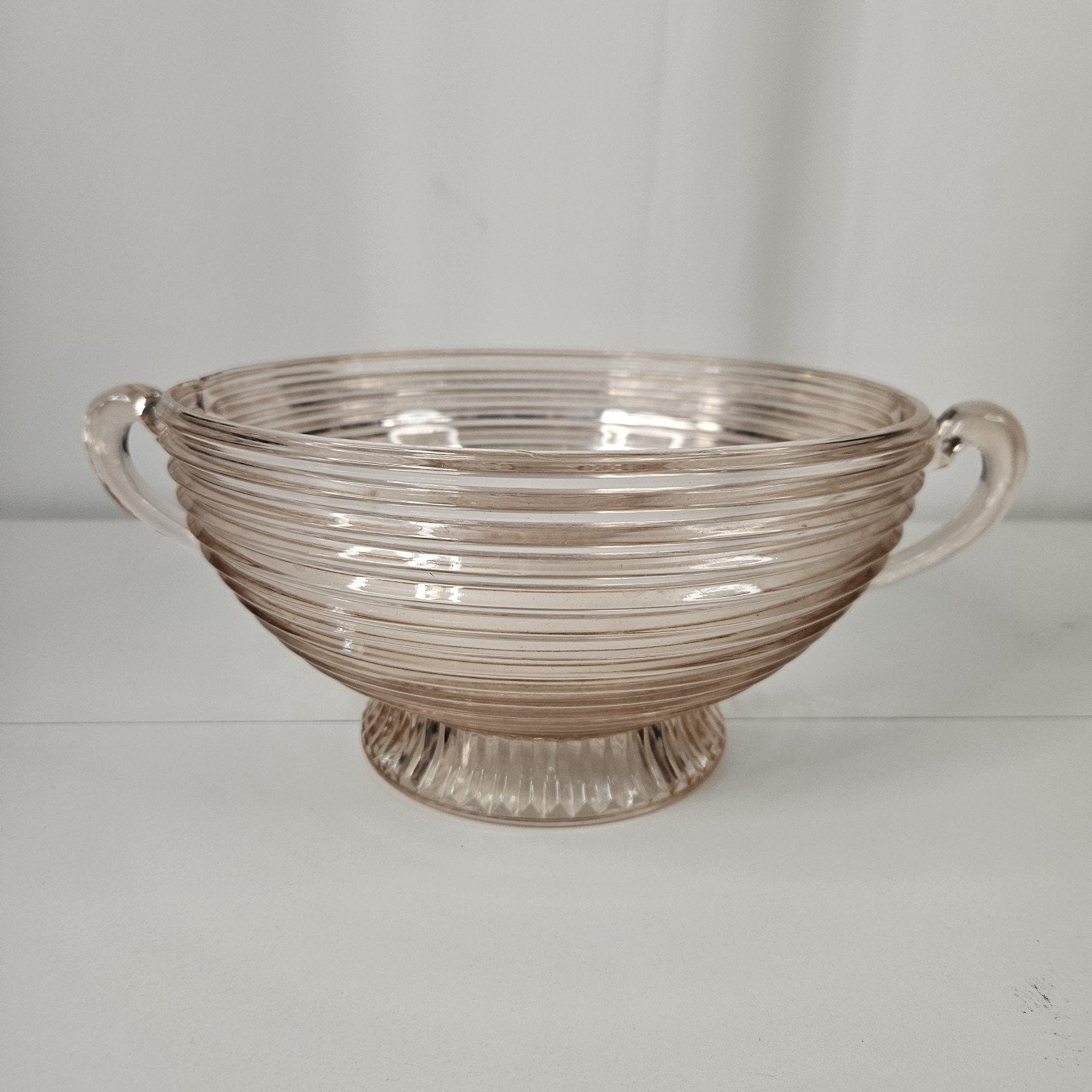 Vintage Depression Glass Manhattan Pink Anchor Hocking 9" Serving Bowl ~Chipped