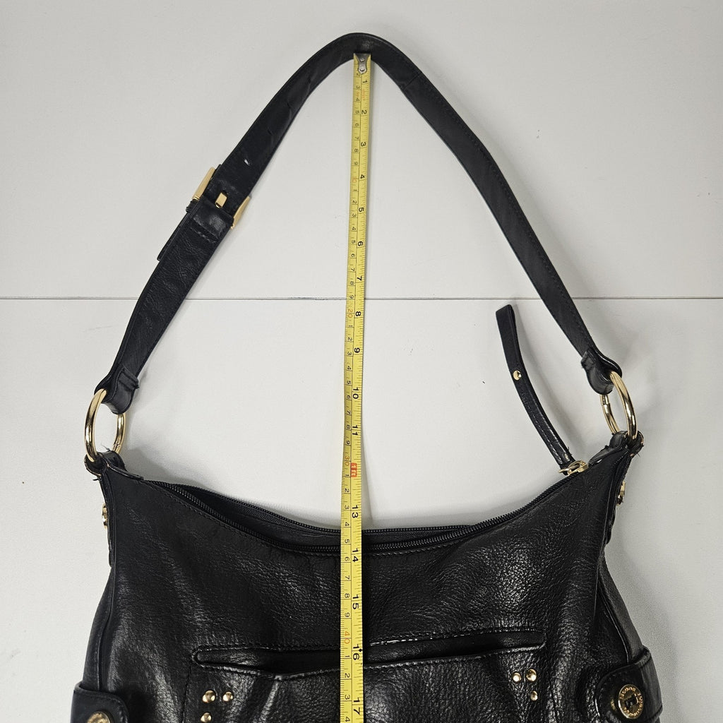 Stone Mountain Claudette Satchel Black Leather Shoulder Bag Purse Hobo Bag