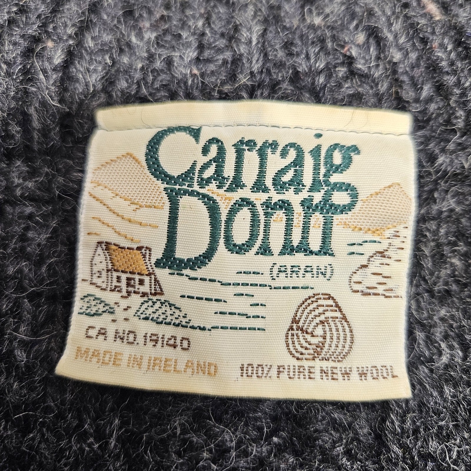 Carraig Donn Mens Grey Sweater 100% Pure Wool Quarter Zip Knit Size XL Ireland