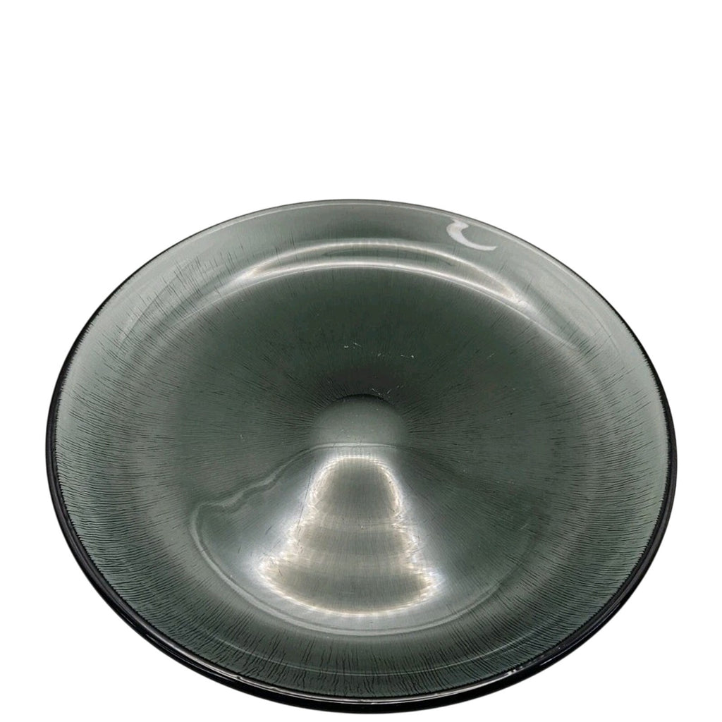 Retro Glass 12.5" Serving Platter, Vintage MCM Gray Smoke Glass, Fersken W Johansson, Norwegian Tableware