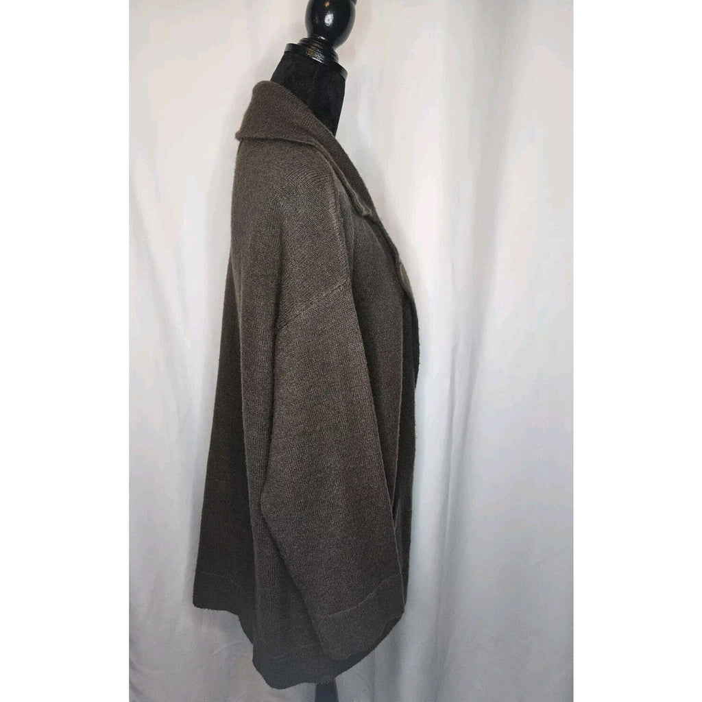 Thread & Supply Longline Women’s Cardigan Open Front Pocket Brown Sweater XL