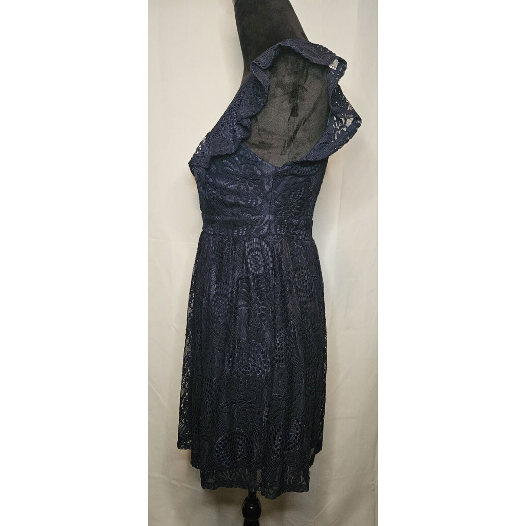Altar'd State Lace Mini Dress Midnight Blue Flutter Sleeve Tank Dress Size XL