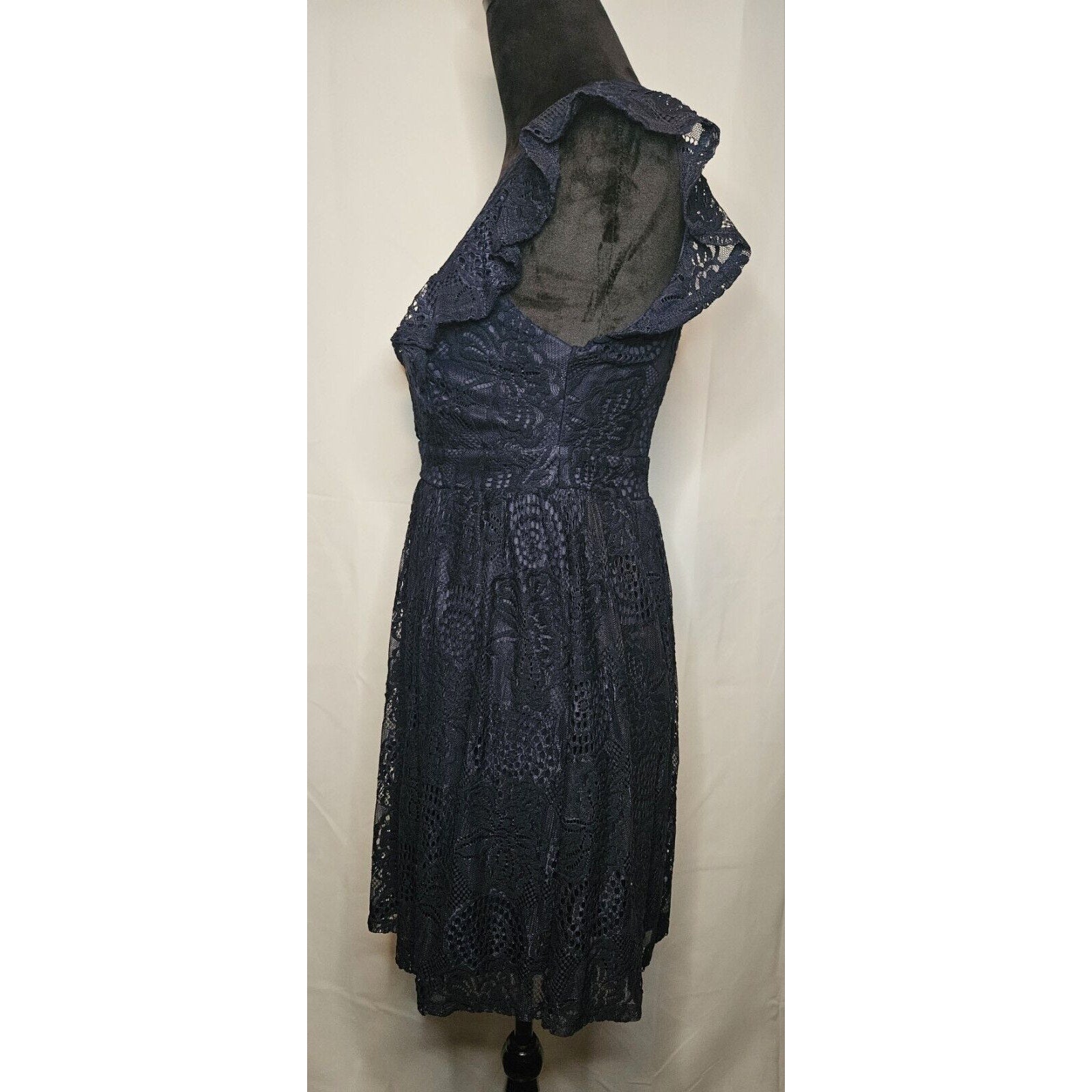 Altar'd State Lace Mini Dress Midnight Blue Flutter Sleeve Tank Dress Size XL