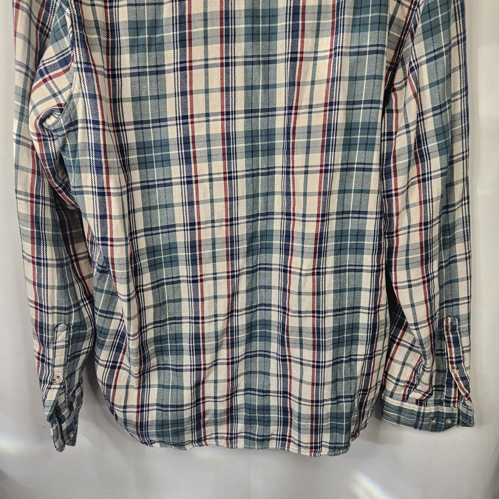 Toad and Co Blue Red Plaid Shirt Mens Sz Xl Long Sleeve Button Up Flannel