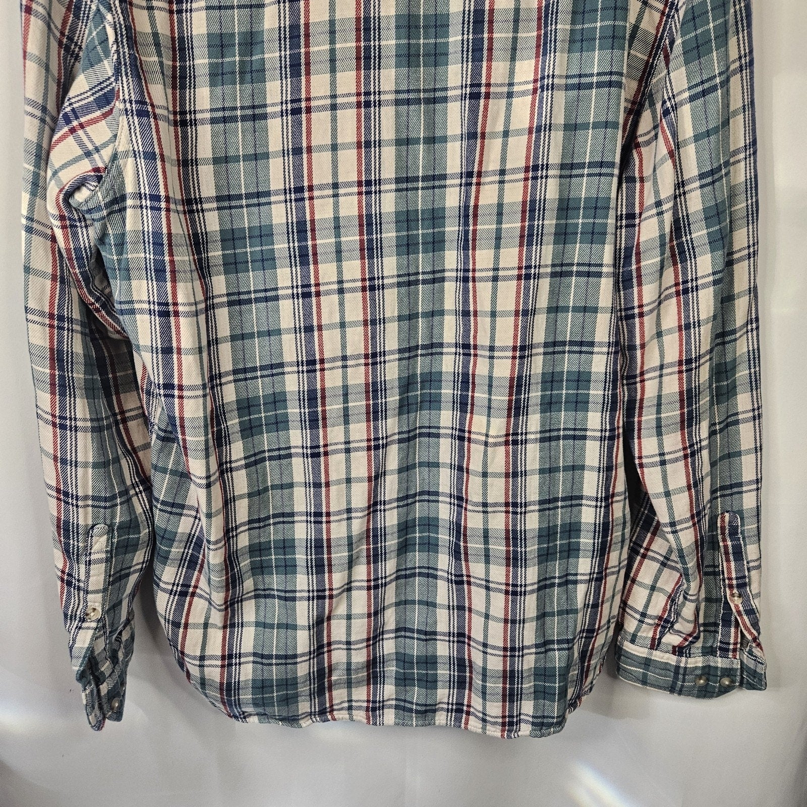 Toad and Co Blue Red Plaid Shirt Mens Sz Xl Long Sleeve Button Up Flannel