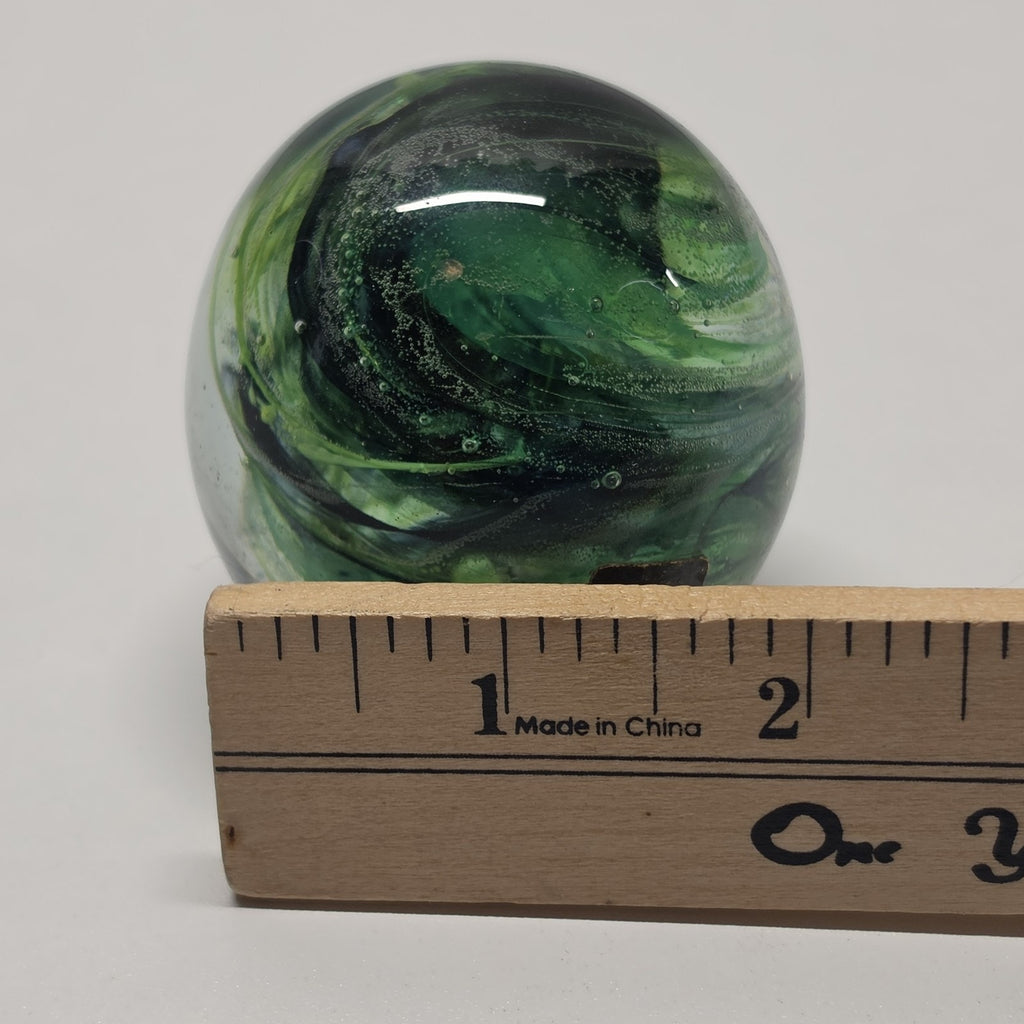 Vintage Kerry Irish Art Glass Paperweight Green Swirl Irish 2" Made In Ireland