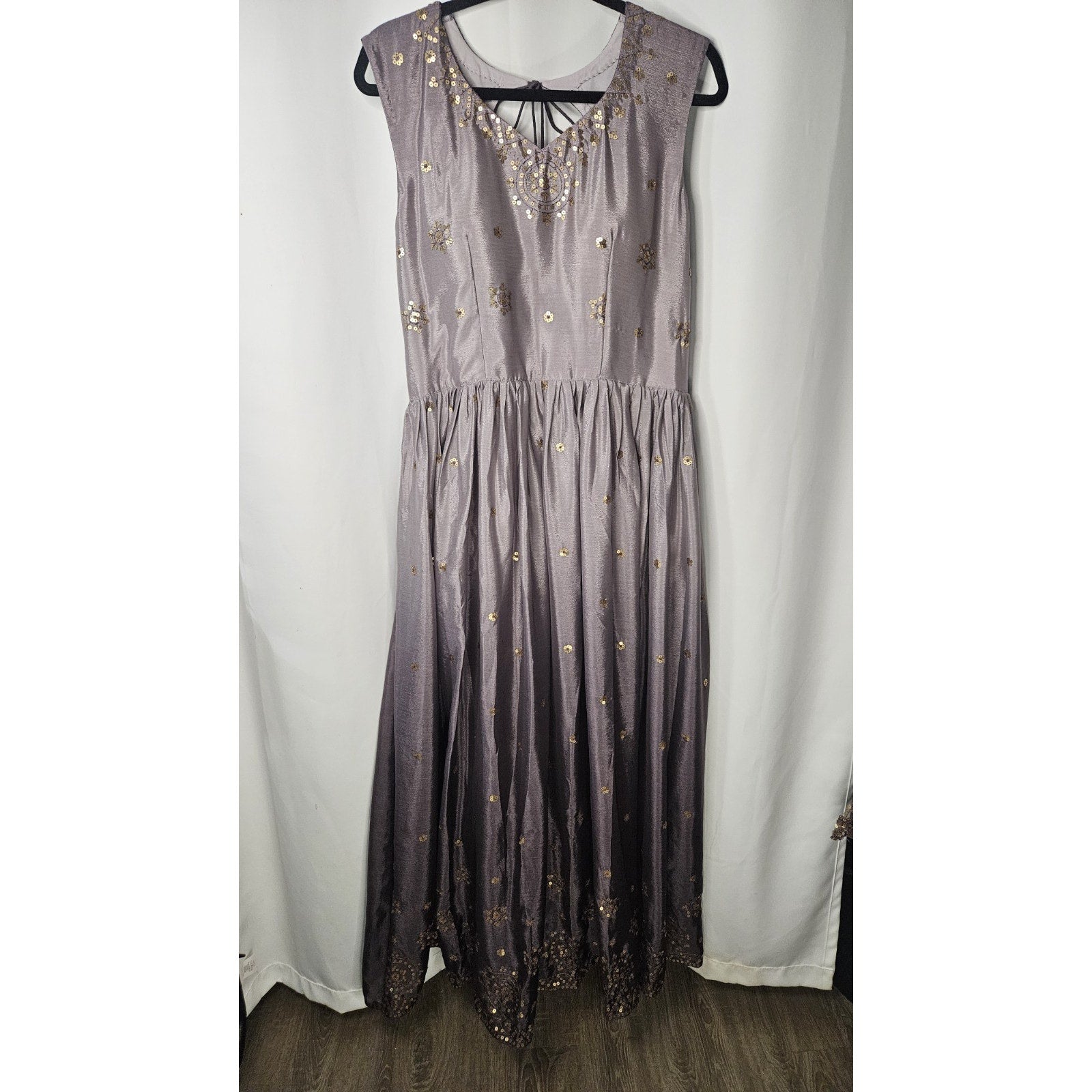 Panash Purple Embroidered Sleeveless Anarkali Suit w Sheer Dupatta Sz 36 US Med