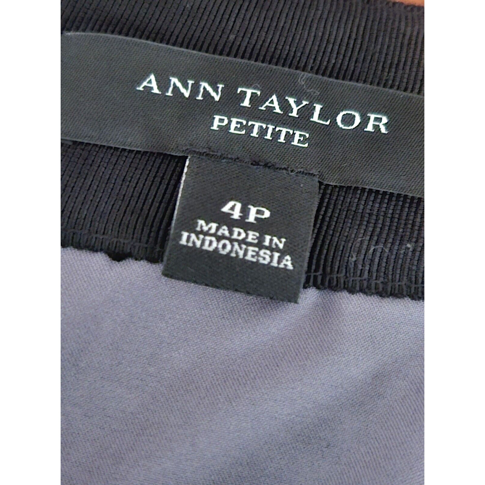 Ann Taylor Black White Wool Blend Skirt Faux Leather Pocket Trim Size 4P
