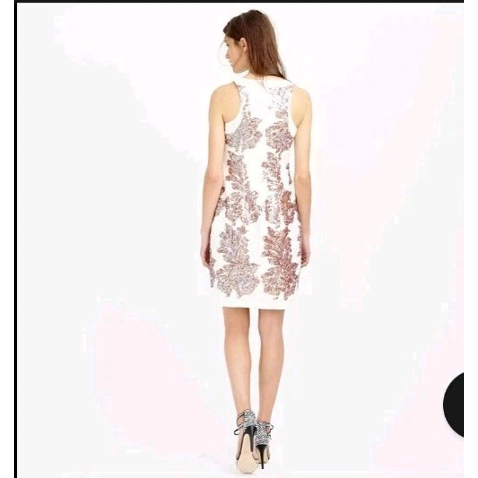 J.Crew Dress 0 White Linen Iridescent Sequin V-Neck Sleeveless Mini Shift
