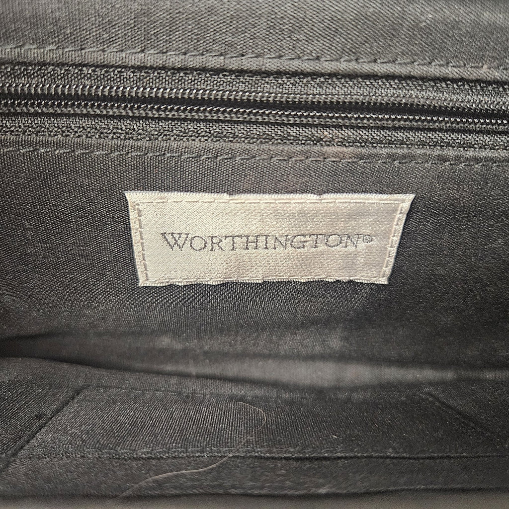 Worthington Black Faux Leather Clutch/Purse w/ Silver Chain Strap 12X6” Classic