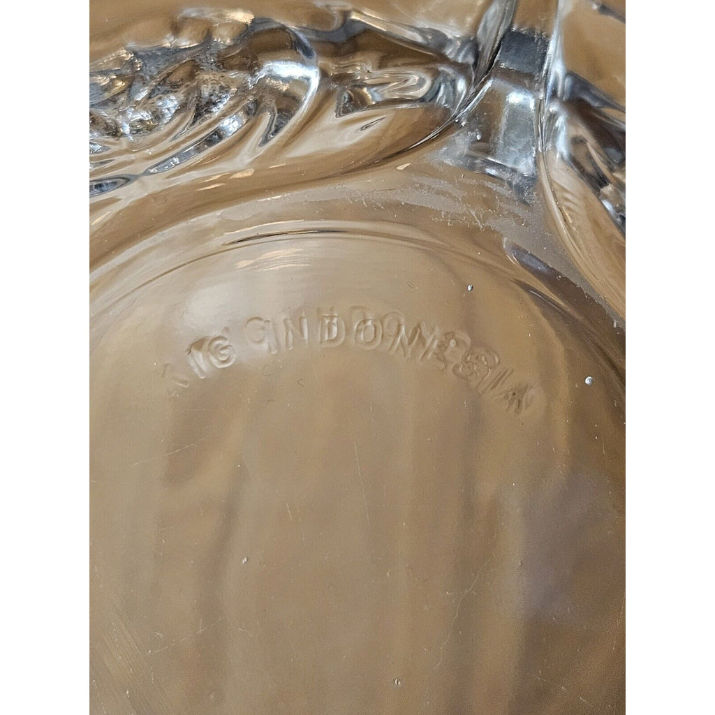 Vintage 6" Glass Ashtray KIG Indonesia Pressed Glass Rose Pattern