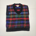 Vtg 80s Colorful Academia Knit Sweater Vest Dark Preppy Size Medium