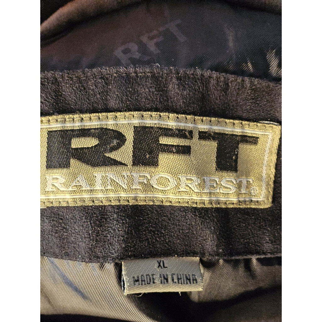 Vintage RFT Rainforest Black Micro Suede Jacket XL Inside Zipper Phone Pocket