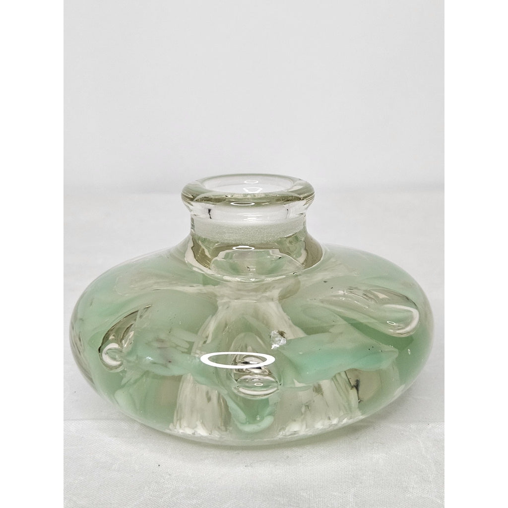 Vintage Glass Candle Holder Flower Claire Paper Weight Mid Century Glass Art