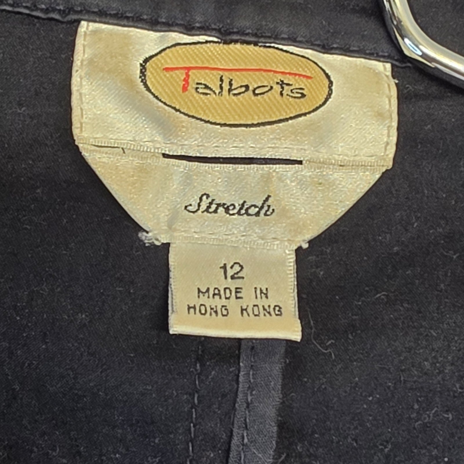 Talbots Cotton Chambray Canvas Blazer Style Jacket Womens 12 Black Overcoat