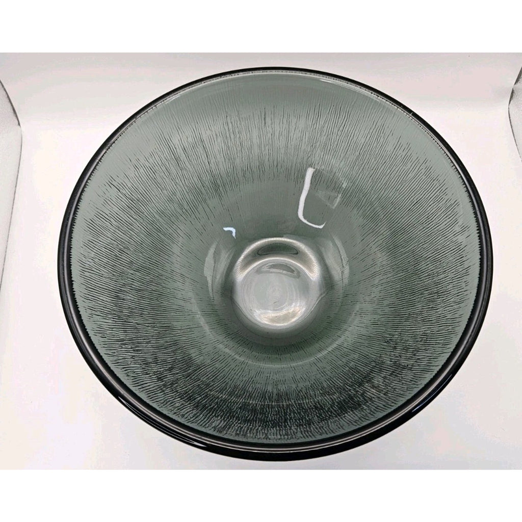 Retro Glass 9" Serving Bowl, Vintage MCM Gray Smoke Glass, Fersken W Johansson, Norwegian Tableware