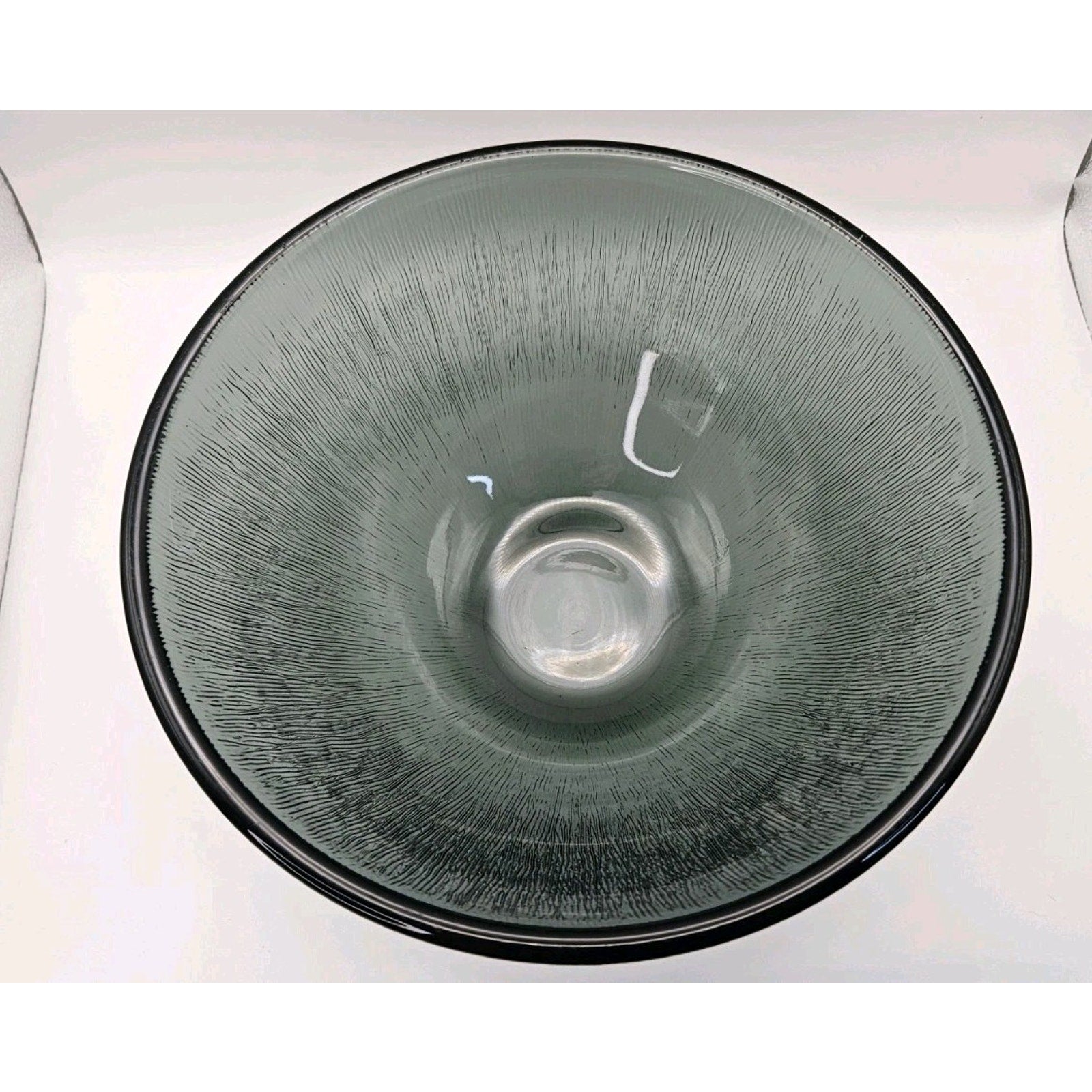 Retro Glass 9" Serving Bowl, Vintage MCM Gray Smoke Glass, Fersken W Johansson, Norwegian Tableware