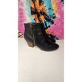 CROWN VINTAGE WOMEN'S BLACK SOFT LEATHER SIDE ZIP HEELED ANKLE BOOTS SIZE 8.5M