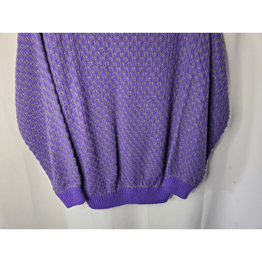 Vintage Hunter Glen Open Knit Sweater Large Purple Gray 1/4 Zip Lightweight