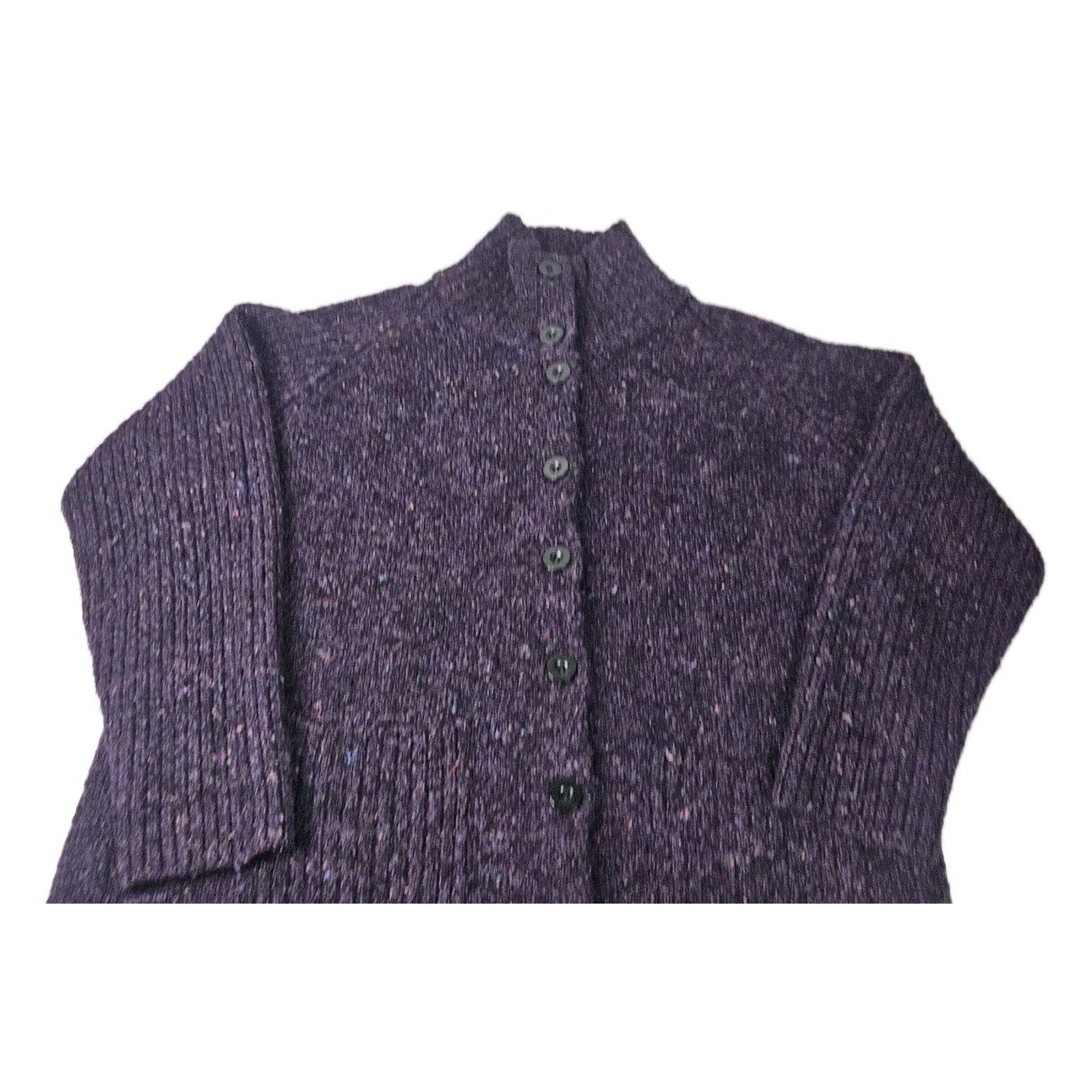 90s Chunky Knit Cardigan Sweater Purple Speckled Plus Size 1X Granny Cottage