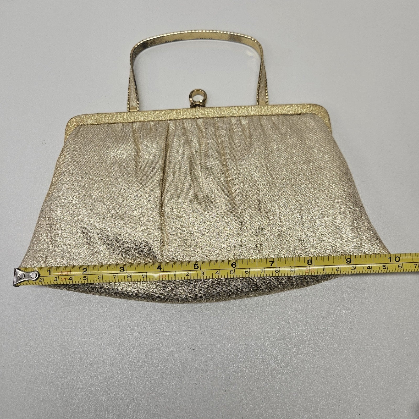 Vintage 60s Ande Shimmering Gold Evening Party Clutch Handbag Purse Twist Handle