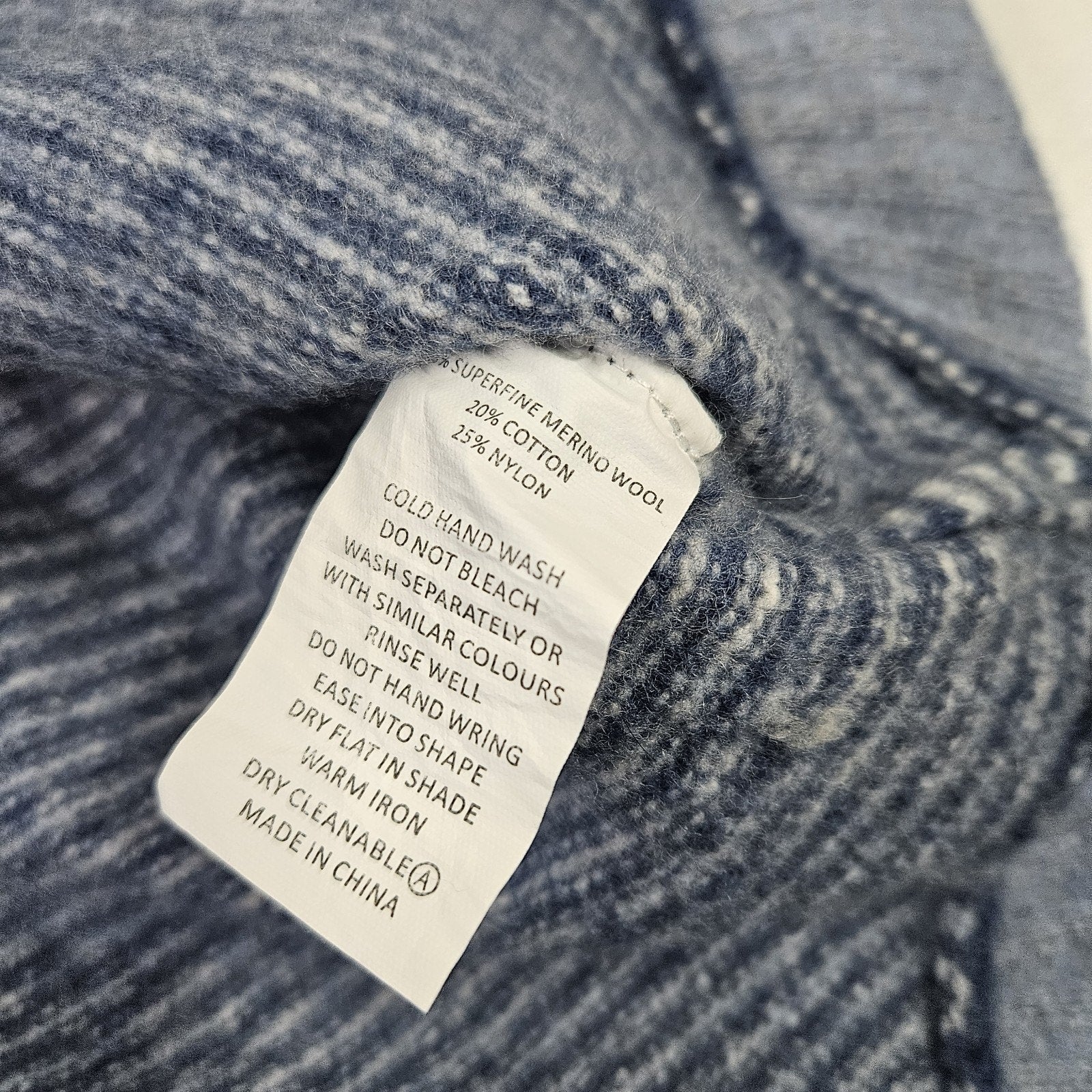 Zaket & Plover Merino Wool Blend Crewneck Blue Striped Sweater Size Medium