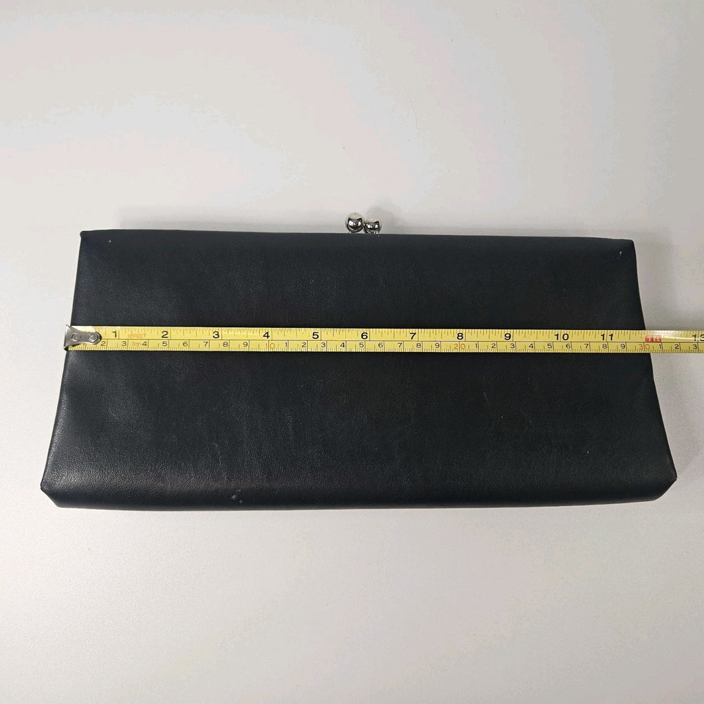 Worthington Black Faux Leather Clutch/Purse w/ Silver Chain Strap 12X6” Classic