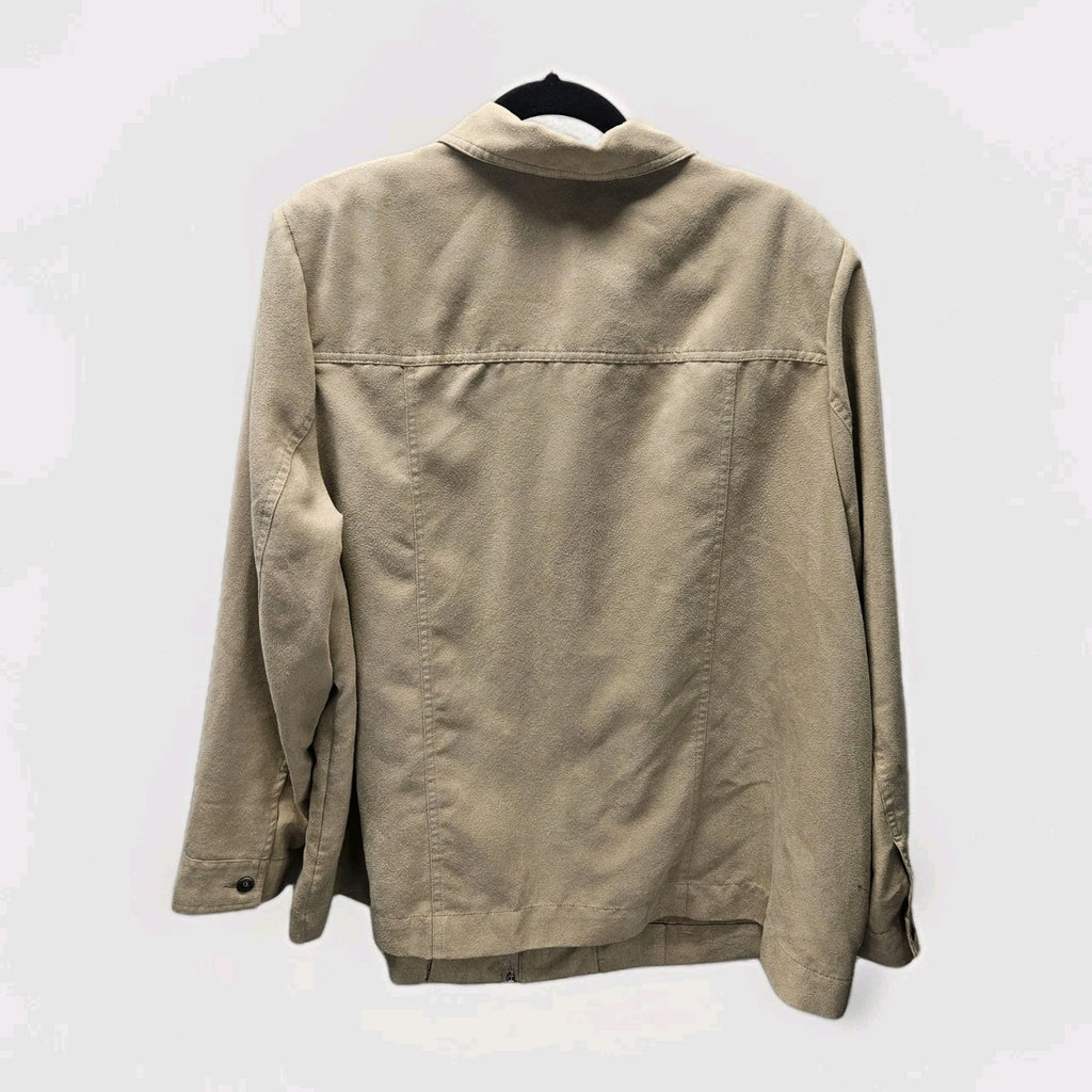 Vintage Allison Daley Khaki Zippered Faux Suede Jacket Womens Plus Size XXL