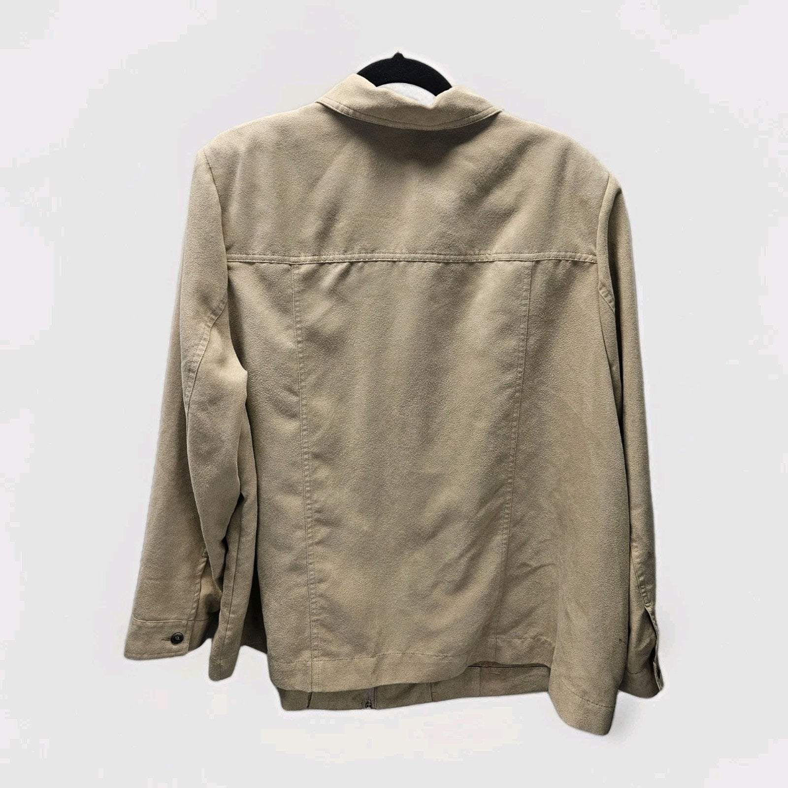 Vintage Allison Daley Khaki Zippered Faux Suede Jacket Womens Plus Size XXL