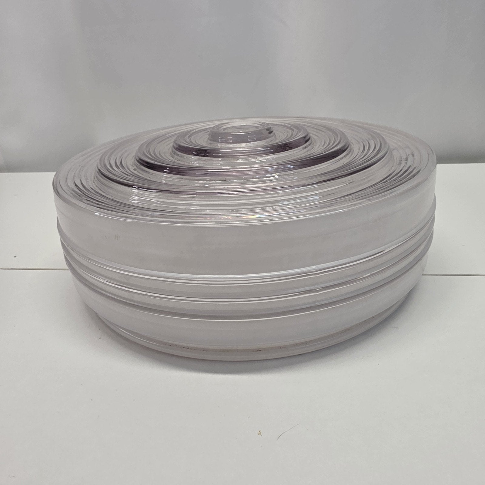 Vintage Light Fixture Cover 9-3/4" Diameter Frosted Sides Clear Stepped Bottom