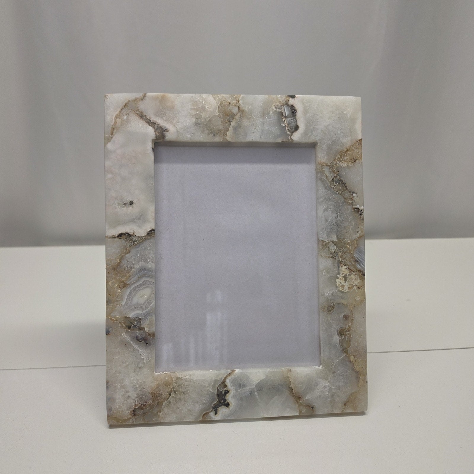 White Quartz Stone Picture Frame Natural Agate Photo Frame 5x7 Photo