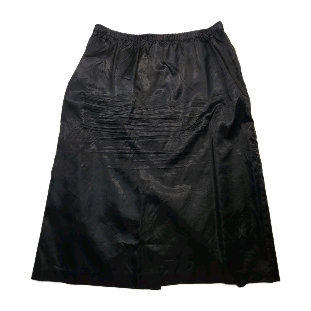 Vintage 1980s Skirt Suit Black Satin Peplum Jacket Blazer Embellished Lace Sz 14