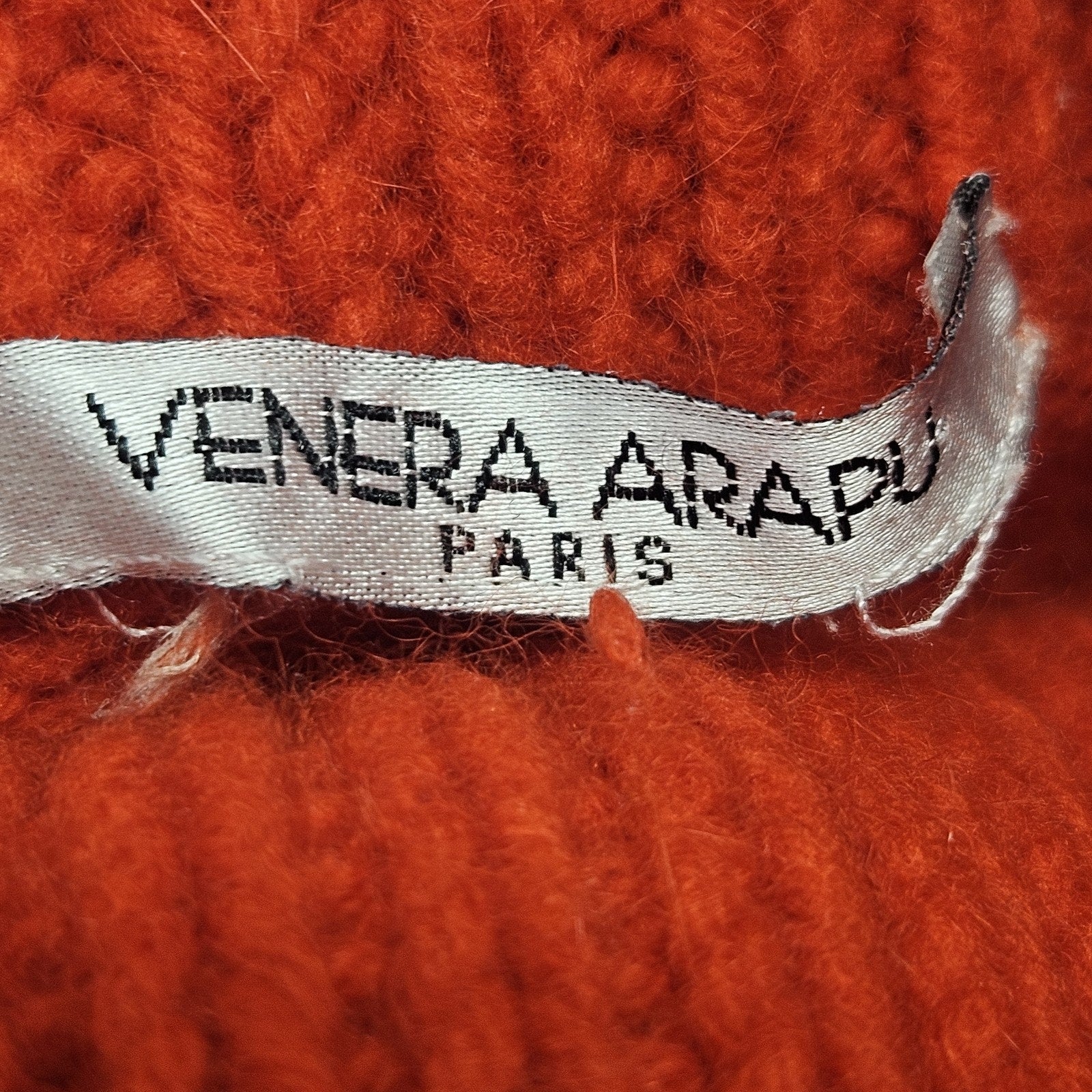 Vintage Venera Arapu Red Cable Knit Turtleneck Pullover Sweater Romanian XS