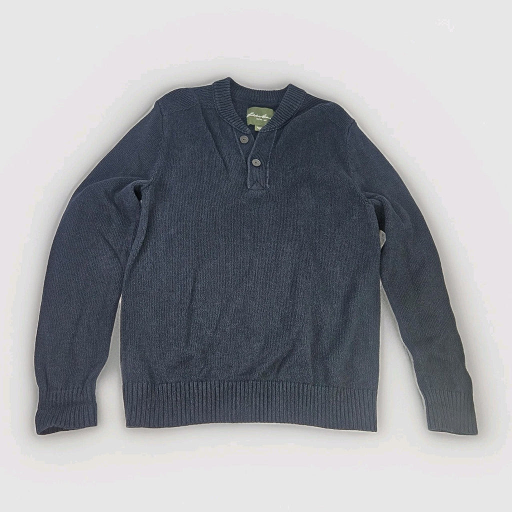 Eddie Bauer Cotton Pullover Long Sleeve Knit Sweater size LT Blue Fisherman