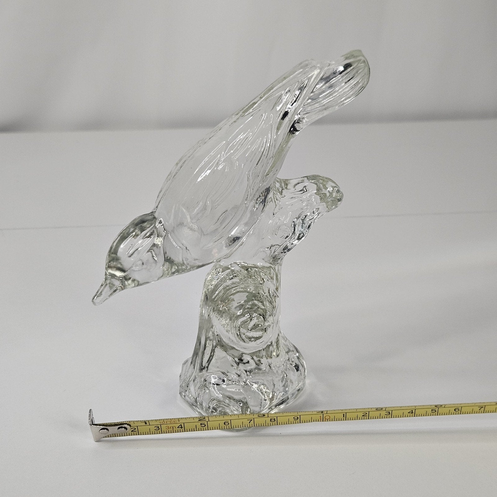 Vintage Haley Crystal Clear Glass Bird on Branch Figurine Paperweight Robin
