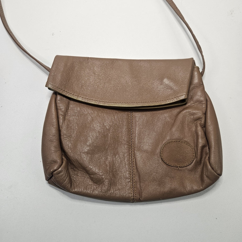 Vintage Small Leather Tan Mini Purse Flap Crossbody Strappy
