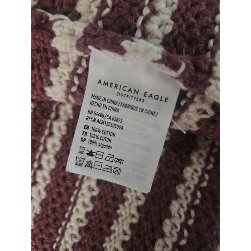 American Eagle Outfitters Top Crochet Sleeveless Scoop Neck Tank Small Burgundy