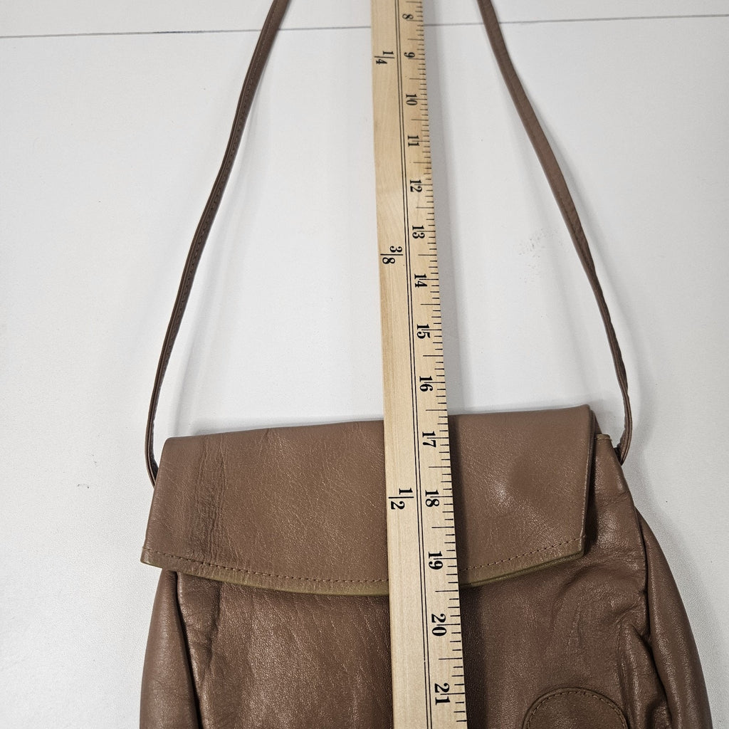 Vintage Small Leather Tan Mini Purse Flap Crossbody Strappy
