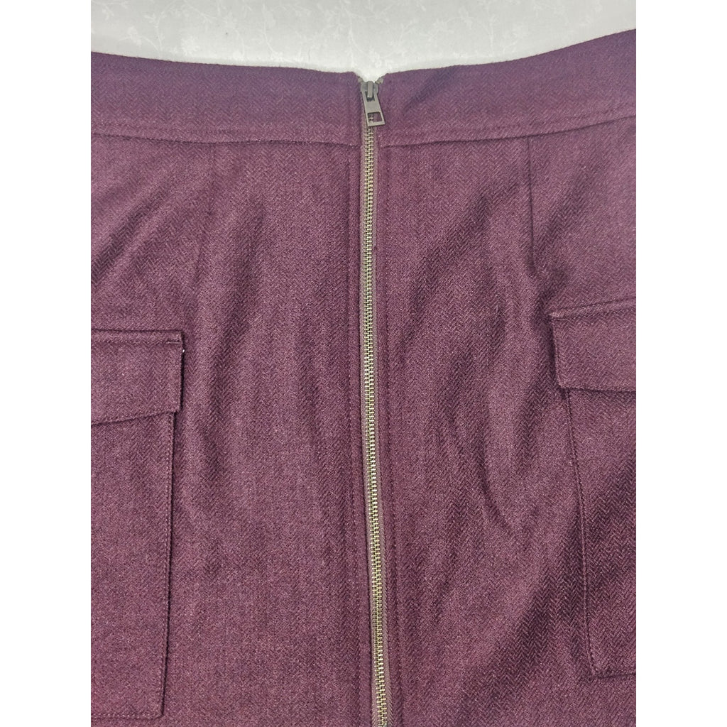 NWT Madewell ($98) Zip Front Mini Skirt Bordeaux Mélange Size 8 Medium ND130