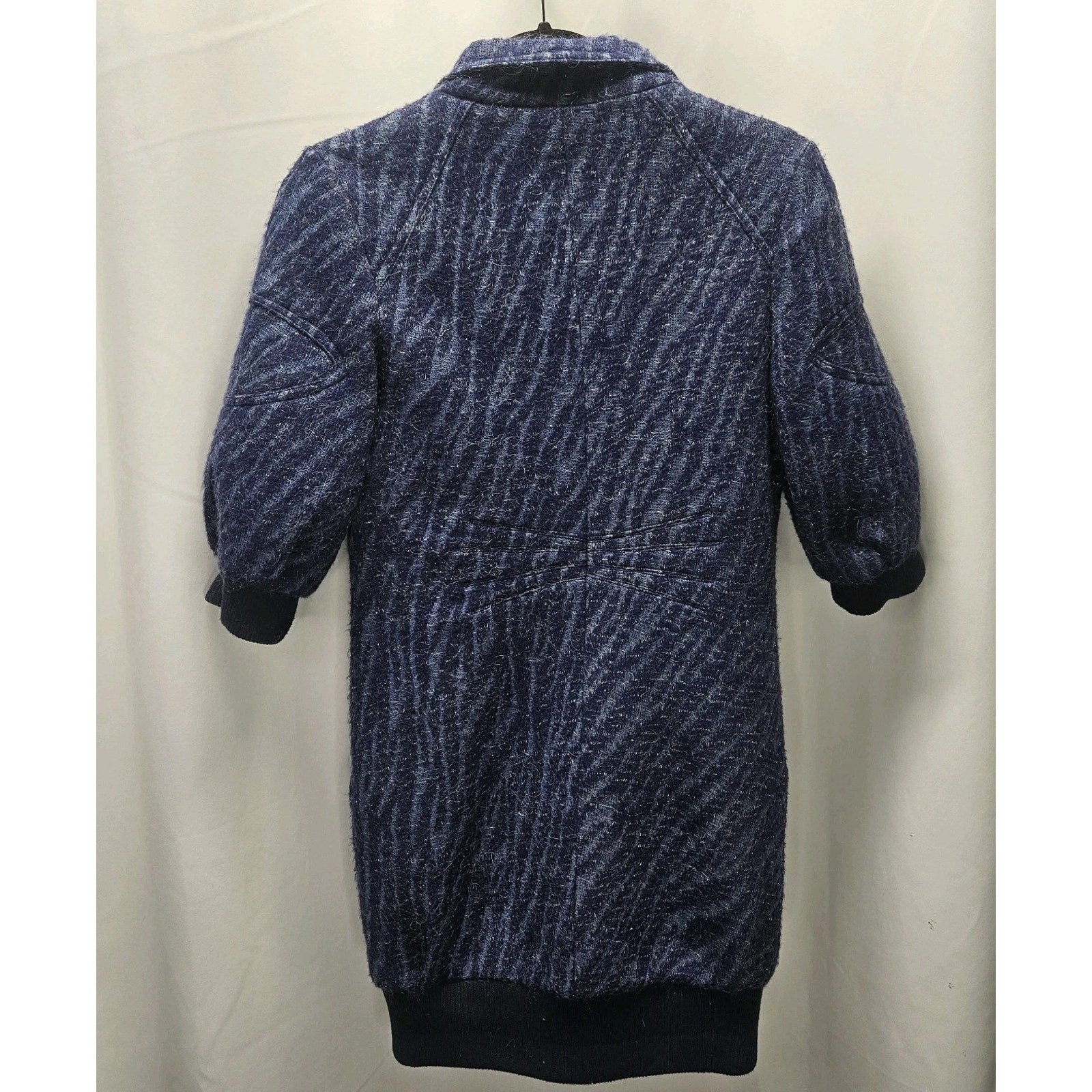 Vtg C. Luce Inc. Blue Gray Mohair/Wool Coat Jacket Womens Small Puff Sleeves