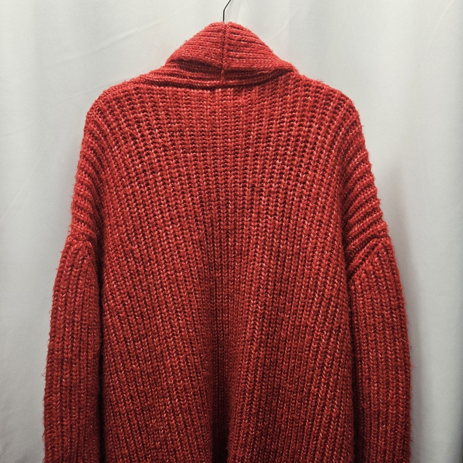 Ciebon Anthropologie Long Chunky Knit Red Cardigan Sweater XL Duster Valentines