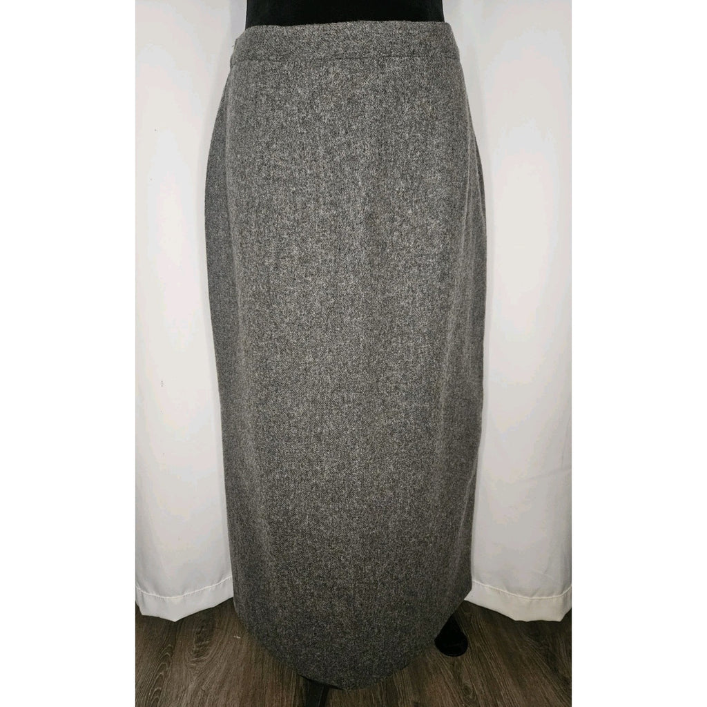Vintage Woolrich Blend Midi Skirt Size 12 Gray Wool Zipper Lined Slit EUC