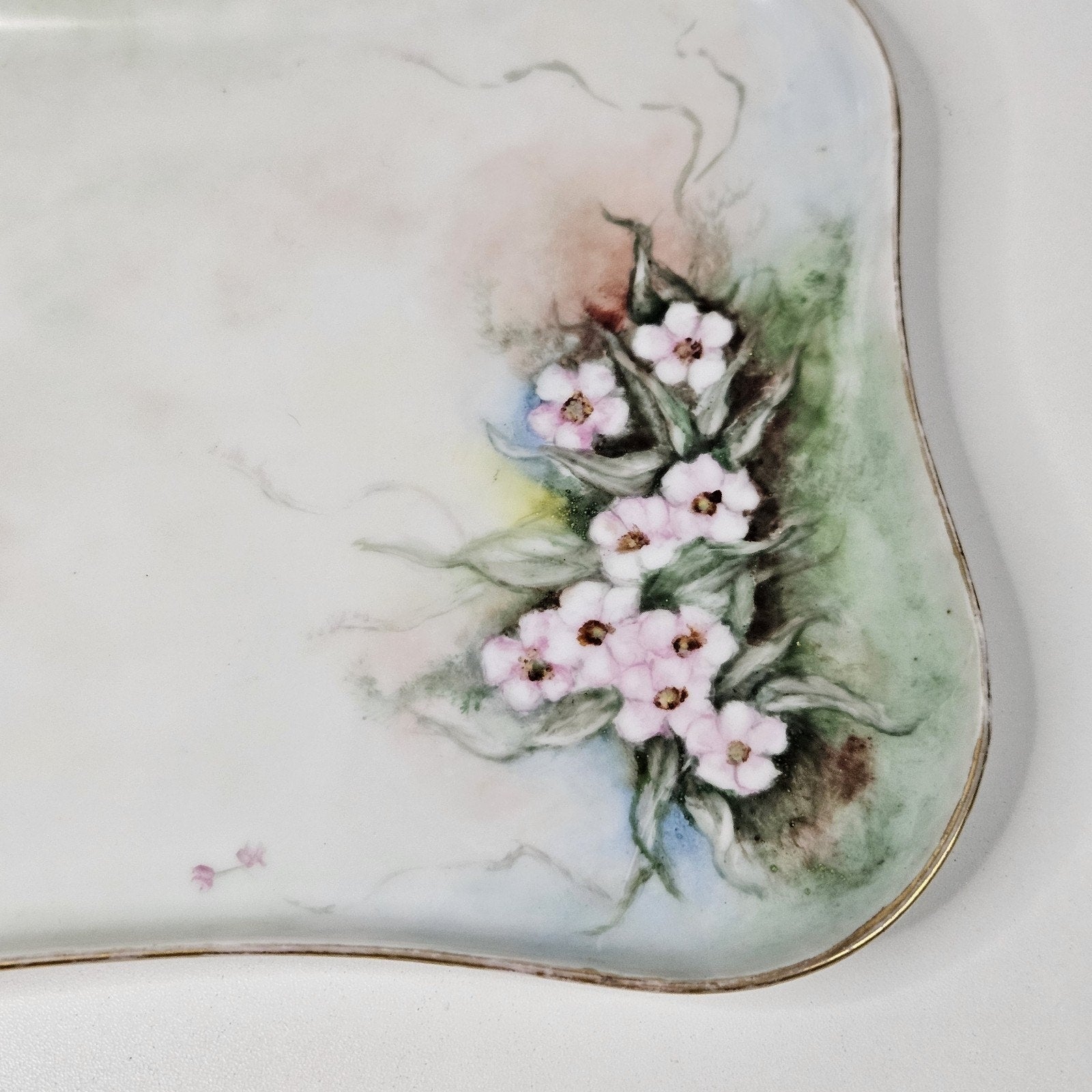 Antique Porcelain Vanity Set Dresser Tray Hand Painted MZ Austria & Bavaria
