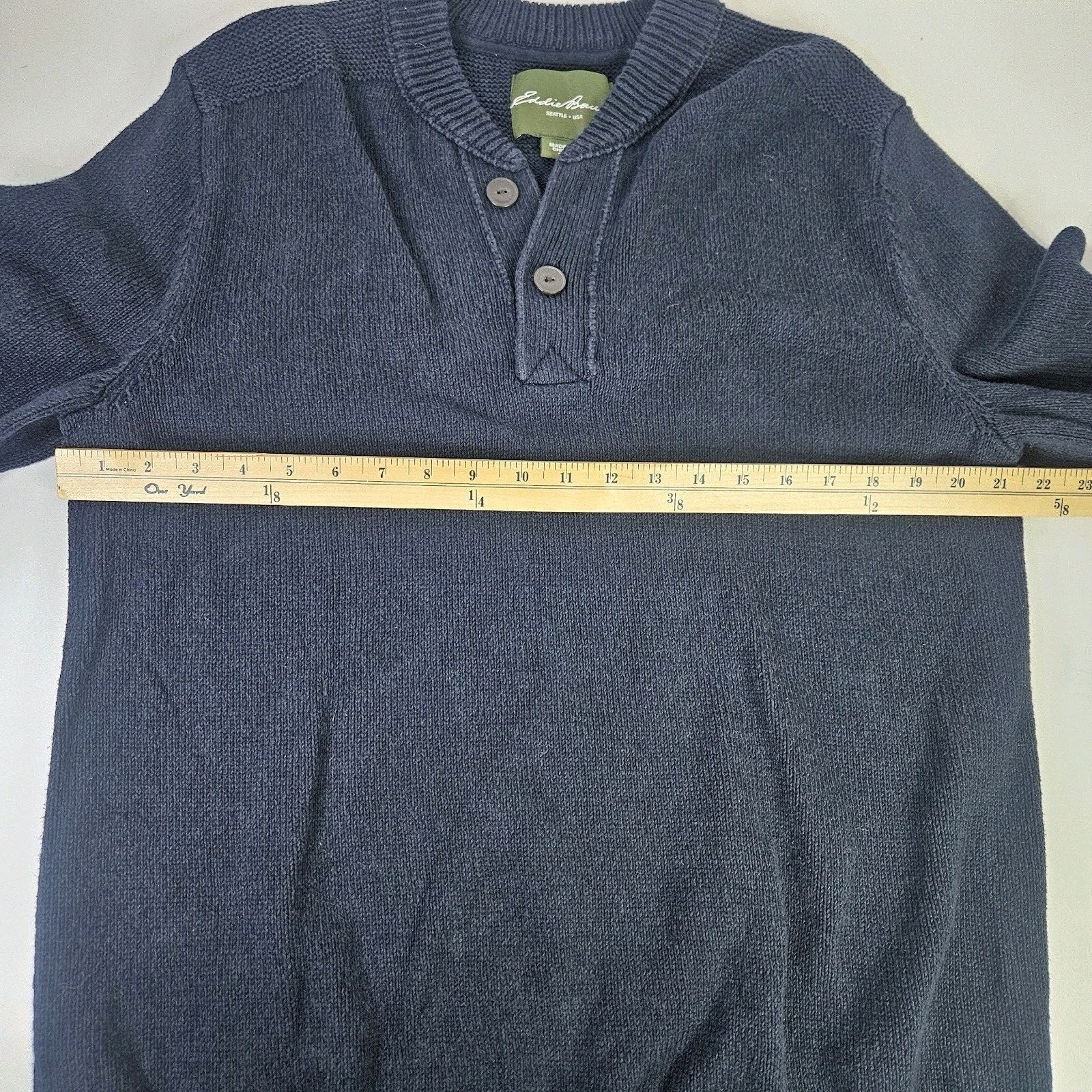 Eddie Bauer Cotton Pullover Long Sleeve Knit Sweater size LT Blue Fisherman
