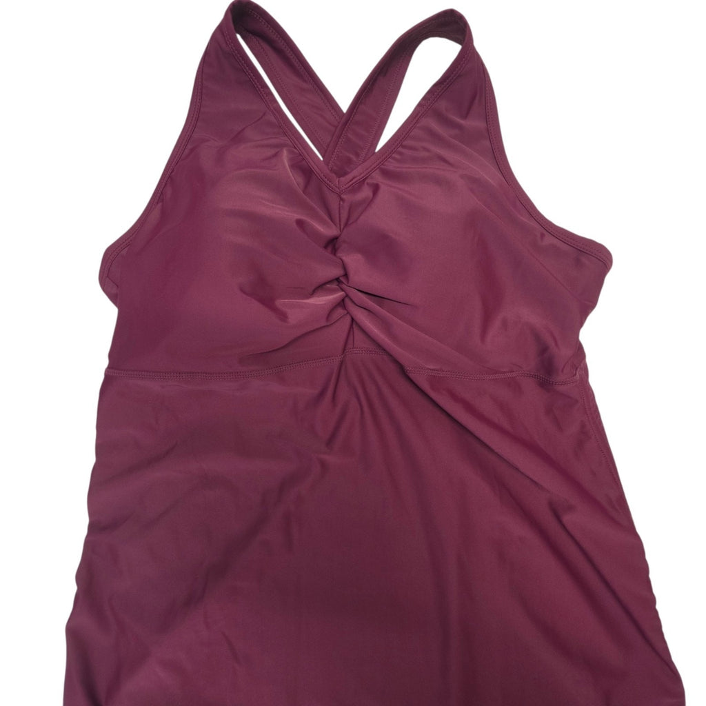 UV Skinz Women's Ruched Swim Tunic Tankini Top Deep Plum 2XL Beach Resort Sporty
