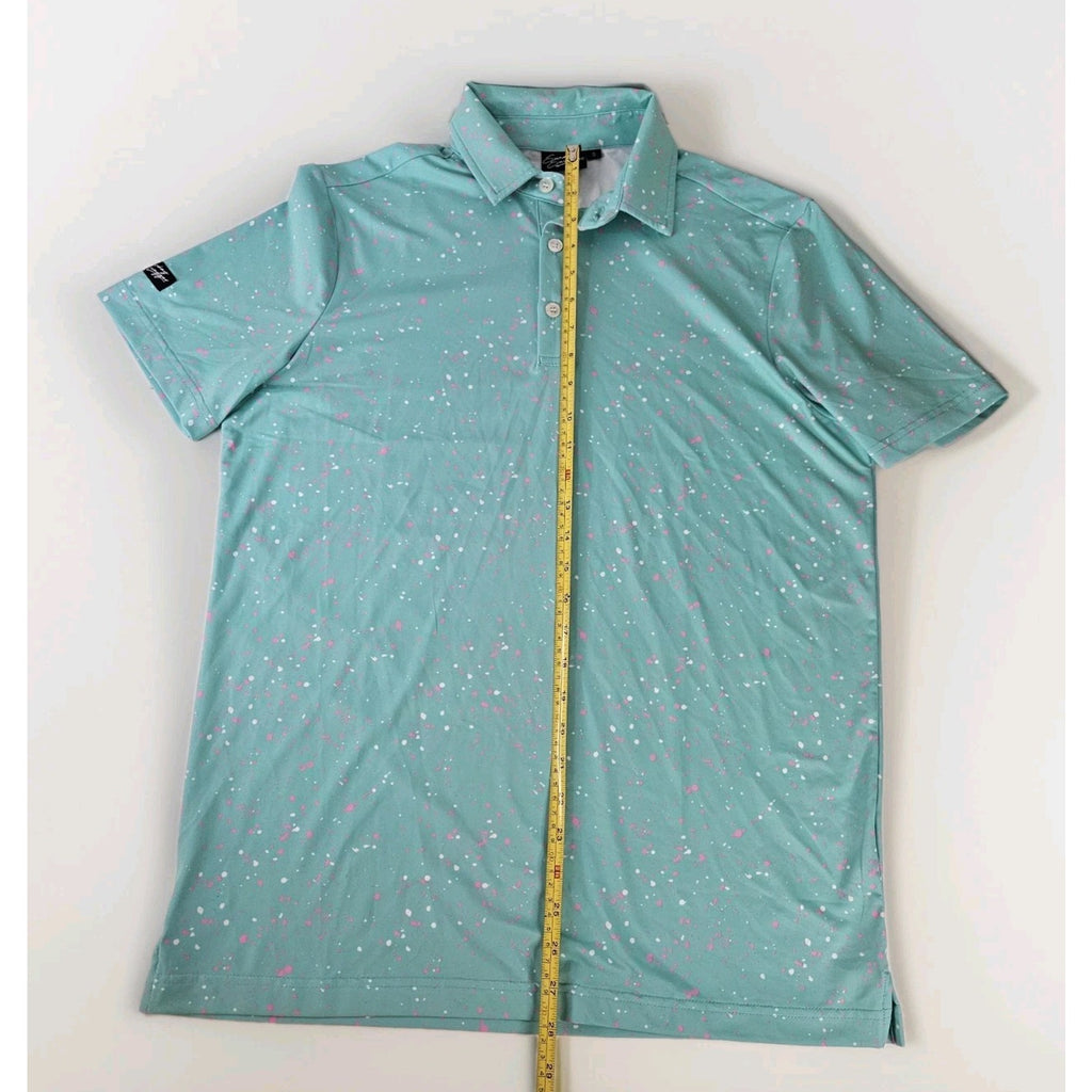 Sunday Swagger Polo Shirt Mens Small Black Floral AOP Stretch Performance Golf