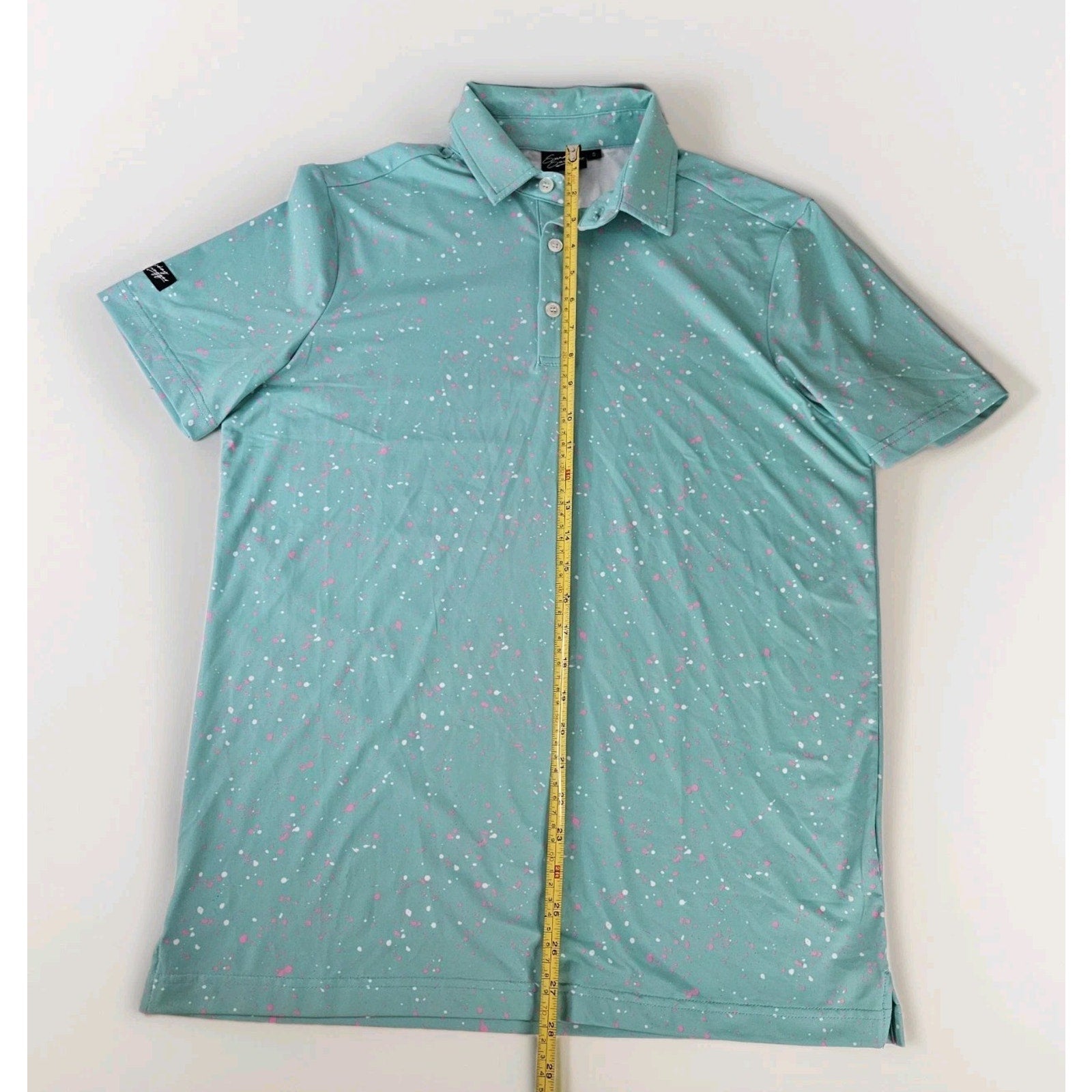 Sunday Swagger Polo Shirt Mens Small Black Floral AOP Stretch Performance Golf