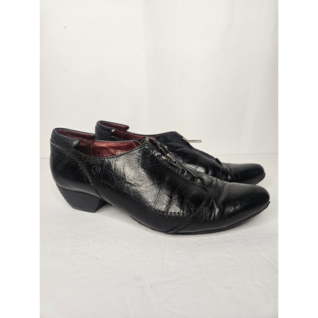 Josef Seibel Black leather Booties Front Zip Career Casual Shoes EU 38 US 7 Low