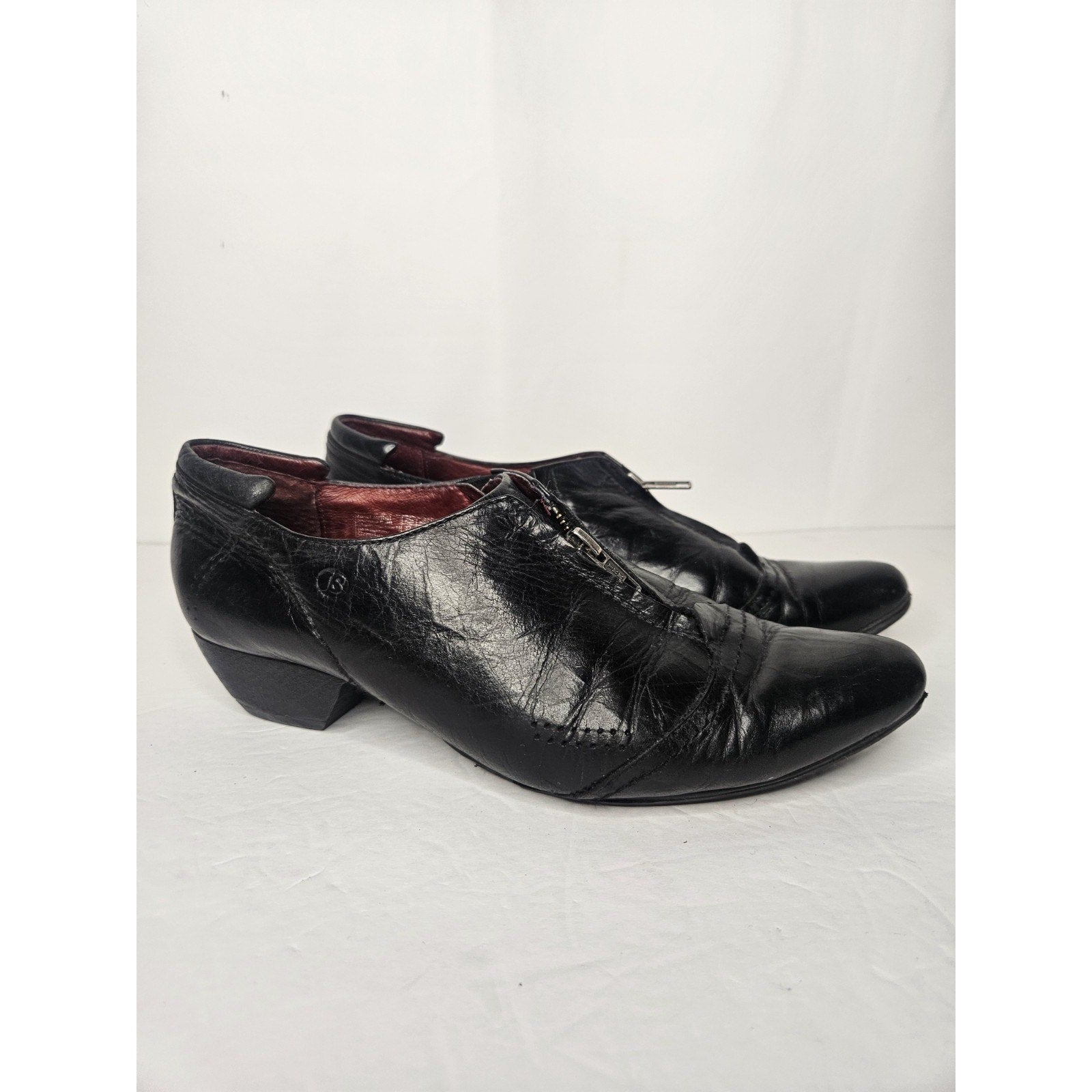 Josef Seibel Black leather Booties Front Zip Career Casual Shoes EU 38 US 7 Low