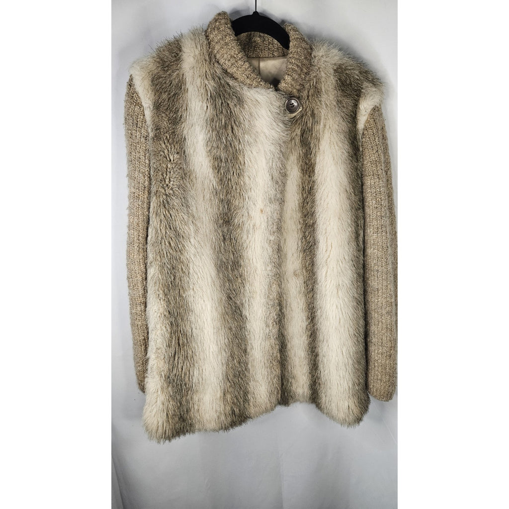 Vintage D'ESPRIT Dubrowsky & Perlbinder Faux Fur Wool Coat/Jacket Womens Size 14